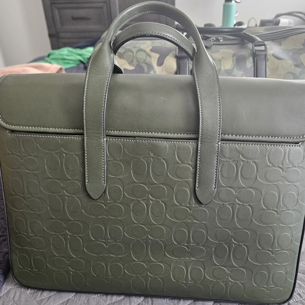 Coach Green Leather Men's Bag